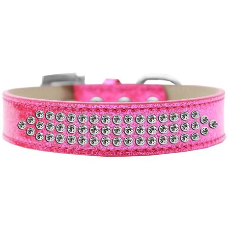 MIRAGE PET PRODUCTS Three Row Clear Crystal Ice Cream Dog CollarPink - Size 12 619-1 12-PK